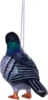 Vondels glazen kerstbal vogel stadsduif 12.5cm grijs - afbeelding 3