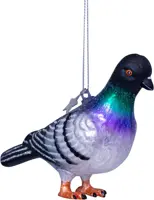 Vondels glazen kerstbal vogel stadsduif 12.5cm grijs - afbeelding 2