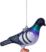 Vondels glazen kerstbal vogel stadsduif 12.5cm grijs - afbeelding 6