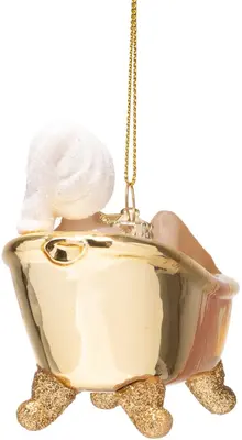 Vondels glazen kerstbal vrouw in bad 6cm goud - afbeelding 2