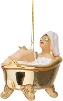 Vondels glazen kerstbal vrouw in bad 6cm goud - afbeelding 3