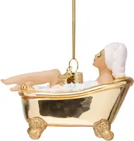 Vondels glazen kerstbal vrouw in bad 6cm goud - afbeelding 4