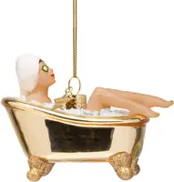 Vondels glazen kerstbal vrouw in bad 6cm goud - afbeelding 1