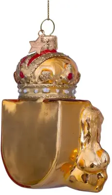 Vondels glazen kerstbal wapen amsterdam 9.5cm goud - afbeelding 4