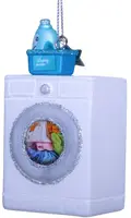 Vondels glazen kerstbal wasmachine 9cm wit - afbeelding 1