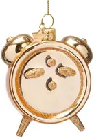 Vondels glazen kerstbal wekker 'it's wine o'clock' 9cm goud - afbeelding 3