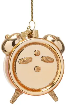 Vondels glazen kerstbal wekker 'wake me up when i'm rich' 9cm goud - afbeelding 2