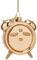 Vondels glazen kerstbal wekker 'wake me up when i'm rich' 9cm goud - afbeelding 2