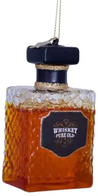 Vondels glazen kerstbal whiskeyfles 8.5cm bruin - afbeelding 2