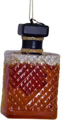 Vondels glazen kerstbal whiskeyfles 8.5cm bruin - afbeelding 4