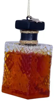 Vondels glazen kerstbal whiskeyfles 8.5cm bruin - afbeelding 3