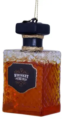 Vondels glazen kerstbal whiskeyfles 8.5cm bruin - afbeelding 5