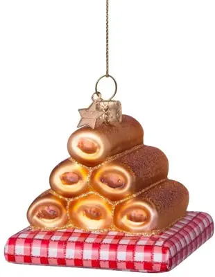 Vondels glazen kerstbal worstenbroodjes 6cm multi - afbeelding 1