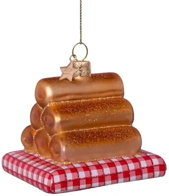 Vondels glazen kerstbal worstenbroodjes 6cm multi - afbeelding 4