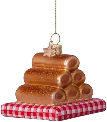 Vondels glazen kerstbal worstenbroodjes 6cm multi - afbeelding 3