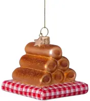 Vondels glazen kerstbal worstenbroodjes 6cm multi - afbeelding 2