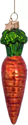 Vondels glazen kerstbal wortel 12.5cm oranje  - afbeelding 1
