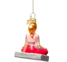 Vondels glazen kerstbal yoga sukhasana 8.5cm multi - afbeelding 3