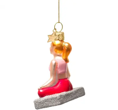 Vondels glazen kerstbal yoga sukhasana 8.5cm multi - afbeelding 2