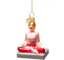 Vondels glazen kerstbal yoga sukhasana 8.5cm multi - afbeelding 1