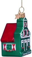 Vondels glazen kerstbal zaans huisje 8cm groen - afbeelding 5