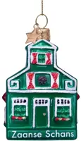 Vondels glazen kerstbal zaans huisje 8cm groen - afbeelding 1