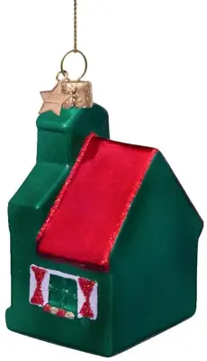 Vondels glazen kerstbal zaans huisje 8cm groen - afbeelding 3