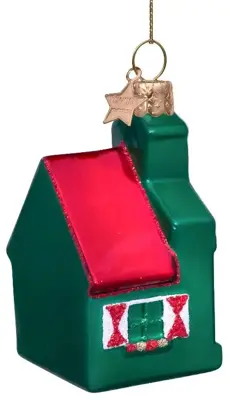 Vondels glazen kerstbal zaans huisje 8cm groen - afbeelding 6