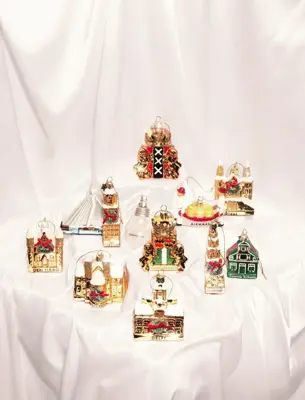 Vondels glazen kerstbal zaans huisje 8cm groen - afbeelding 7