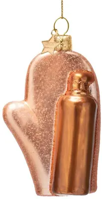 Vondels glazen kerstbal zelfbruiner met handschoen 12cm bruin - afbeelding 1