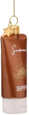 Vondels glazen kerstbal zonnenbrandcrème spf50 9cm bruin - afbeelding 2