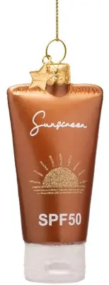 Vondels glazen kerstbal zonnenbrandcrème spf50 9cm bruin - afbeelding 1
