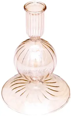 Vondels kandelaar glas bubble 9x13cm luster amber - afbeelding 1
