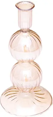 Vondels kandelaar glas bubble 9x19cm luster amber - afbeelding 1