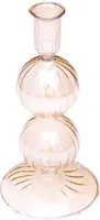 Vondels kandelaar glas bubble 9x19cm luster amber - afbeelding 1