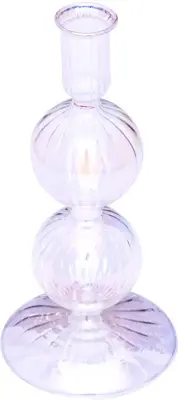 Vondels kandelaar glas bubble 9x19cm luster transparant - afbeelding 1
