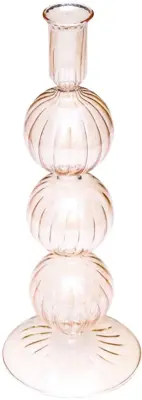 Vondels kandelaar glas bubble 9x25cm luster amber - afbeelding 1