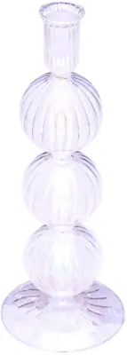 Vondels kandelaar glas bubble 9x25cm luster transparant - afbeelding 1