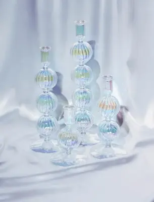 Vondels kandelaar glas bubble 9x25cm luster transparant - afbeelding 3