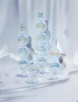 Vondels kandelaar glas bubble 9x25cm luster transparant - afbeelding 3