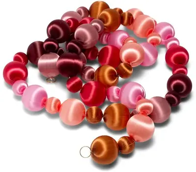 Vondels kunststof guirlande ballen 4x180cm rood, roze - afbeelding 1