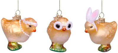 Vondels paashanger kippen 6cm multi 3 stuks - afbeelding 1