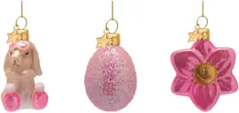 Vondels paashanger konijn, ei en bloem 6cm multi 3 stuks