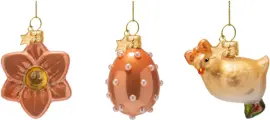 Vondels paashanger kuiken, ei en bloem 6cm multi 3 stuks - afbeelding 1