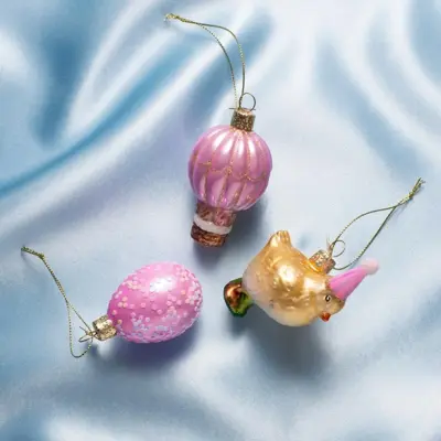 Vondels paashanger luchtballon, ei en kuiken 6cm multi 3 stuks - afbeelding 2