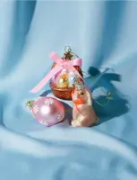 Vondels paashanger mandje, ei en konijn 6cm multi 3 stuks - afbeelding 3