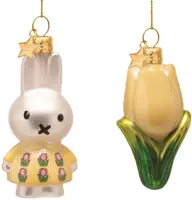 Vondels paashanger nijntje met gele jurk en tulp 6cm multi 2 stuks