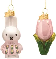 Vondels paashanger nijntje met roze jurk en tulp 6cm multi 2 stuks kopen?