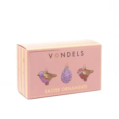 Vondels paashanger vogel, ei vogel 6cm multi 3 stuks - afbeelding 2