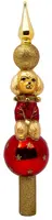 Vondels piek glas hond poedel 26cm rood, goud - afbeelding 1
